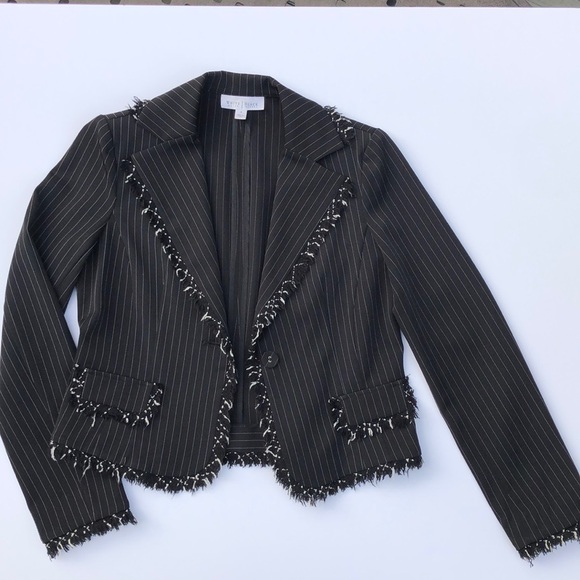 White House Black Market Jackets & Blazers - WHITE HOUSE BLACK MARKET pinstriped fringe jacket